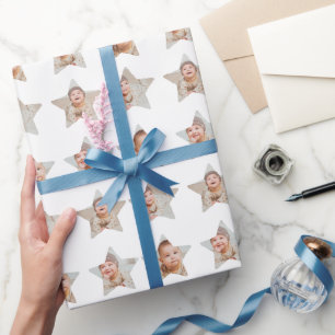 Papel De Presente Colagem de Fotos 4 Estrelas Personalizada