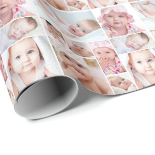 Papel De Presente Colagem de Fotos 9 Imagens Layout de Grade Única