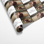 Papel De Presente Colagem de Fotos da Família Modern Boho Christmas<br><div class="desc">Comemore a época de férias com este moderno papel de embrulhamento de fotos da família Boho Christmas. Seu simples design preto e branco incorpora um sentimento clássico e caprichoso, perfeito para a estação de inverno. Mostre sua família de uma maneira exclusiva. A fonte festiva boêmica mínima adiciona criatividade e charme,...</div>