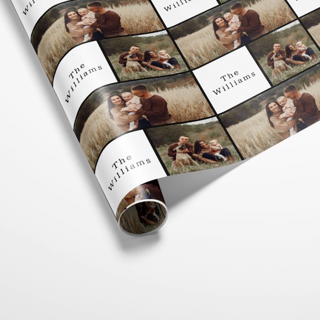 Papel De Presente Colagem de Fotos da Família Modern Boho Christmas (Criador carregado)