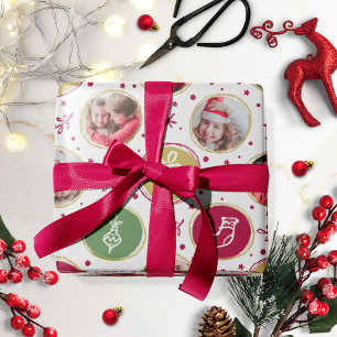 Papel De Presente Colagem de Fotos de Família Divertida Natal Branco