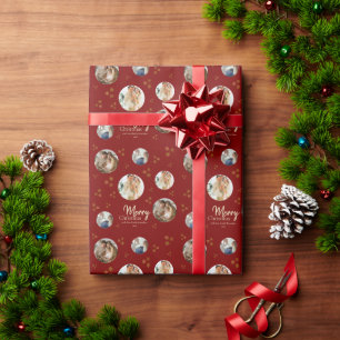 Papel De Presente Colagem de Fotos de Flocos de Neve Feliz Natal
