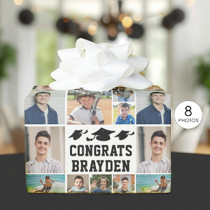 Papel De Presente Colagem de Fotos de Formatura Parabéns Nome 8