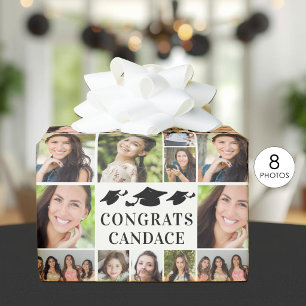 Papel De Presente Colagem de Fotos de Formatura Parabéns Nome 8 Foto