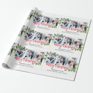 Papel De Presente Colagem de FOTOS de Natal Merry Christmas Pine 3