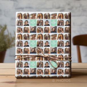 Papel De Presente Colagem de Fotos Monograma Personalizado Verde Men