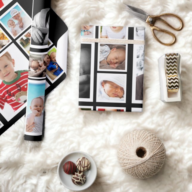 Papel De Presente Colagem de Fotos Personalizada (Personalized Photo Collage Wrapping Paper from Ricaso. add your own photographs to this great paper)