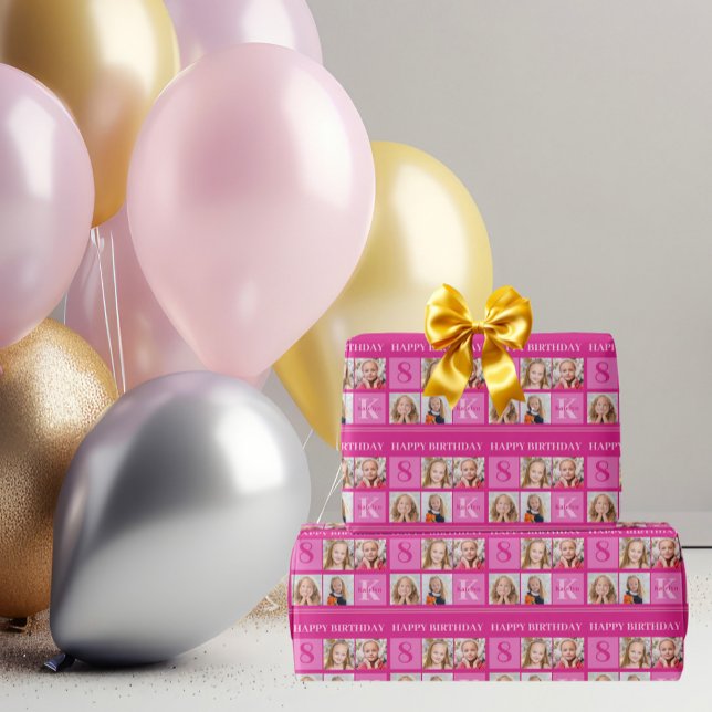 Papel De Presente Colagem de Fotos Personalizada da Rapariga de Aniv (Criador carregado)