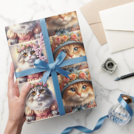Papel De Presente Colagem de Gatos Bem Vestidos