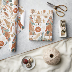Papel De Presente Colagem de Natal Chic da Boêmia