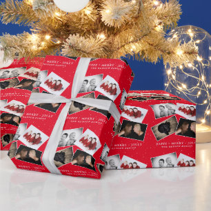 Papel De Presente Colagem de Natal da Família Vermelha Festiva