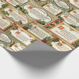 Papel De Presente Colagem de saudações de Natais vintages ornament