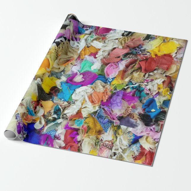 Papel De Presente colagem de tecido colorido (Desenrolado)