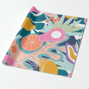 Papel De Presente Colagem de um padrão floral uniforme moderno. Mod