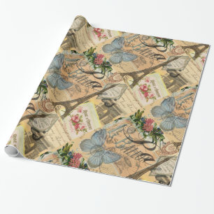 Papel De Presente Colagem de Viagens vintage de Paris França