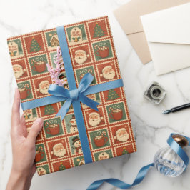 Papel De Presente Colagem do Carimbo de Natal Retroativo