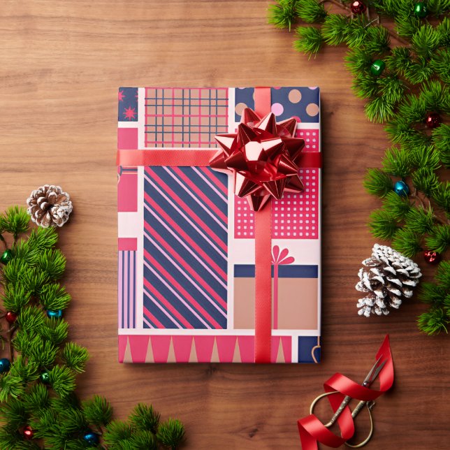 Papel De Presente 🎄Colagem Festiva Clássica de Natal (Presente de Natal)
