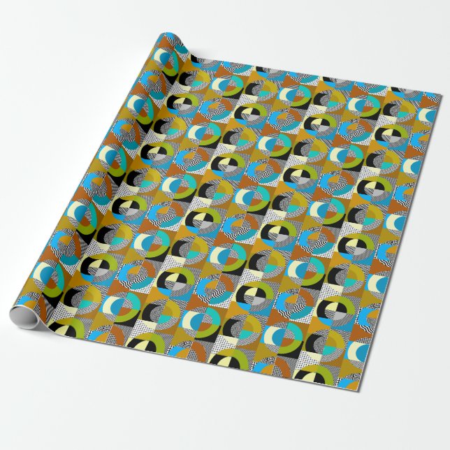 Papel De Presente Colagem geométrica: círculos, padrão de colheita. (Desenrolado)