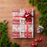 Papel De Presente Colagem Personalizada de Fotos do Red Christmas 8<br><div class="desc">Crie sua própria saudação personalizada e personalizada e escolha de cor repetindo colagem fotográfica colagem papel de embrulho de Natal apresentando este modelo de colagem fotográfica fácil de carregar com 8 imagens em várias formas e tamanhos, a saudação editável sugerida MERRY CHRISTMAS em uma tipografia de script moderna e escrita...</div>