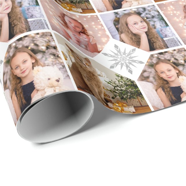 Papel De Presente Colagem Personalizada de Fotos Flocos de Prata de  (Ponta do rolo)