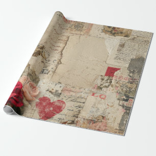 Papel De Presente Colagem Romântica de Rosa Vintage (4)