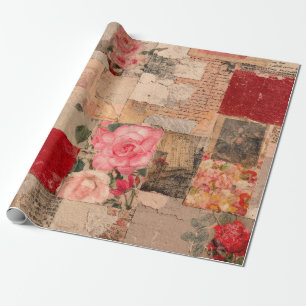 Papel De Presente Colagem Romântica Vintage de Rosa (5)