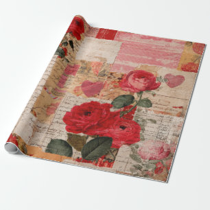 Papel De Presente Colagem Romântica Vintage de Rosa (6)