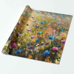 Papel De Presente colapso de pintura Belo prado de rosa azul