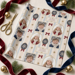 Papel De Presente Colar de Fotos Oval com Listras Vintage e Laço Bur