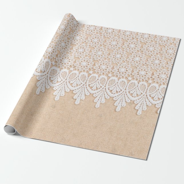 Papel De Presente Colar Ornamental Branca sobre design tecido (Desenrolado)