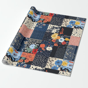 Papel De Presente Colcha Clássica de Retalhos Country - Botânicos Ou
