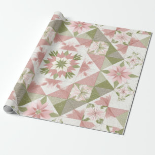 Papel De Presente Colcha de Natal Vintage Padrão Floral