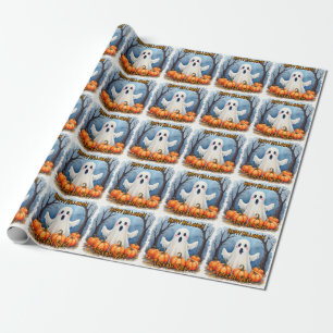 Papel De Presente Coleção Assustadora de Halloween Moderna e Fofa