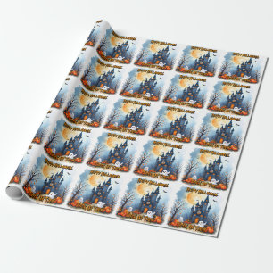 Papel De Presente Coleção Assustadora de Halloween Moderna e Fofa