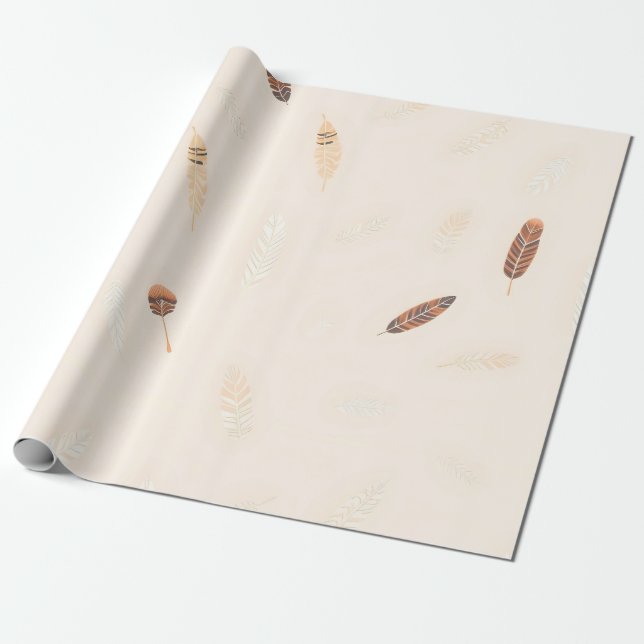 Papel De Presente Coleção Boho Popular de Luxo Feathers (Desenrolado)