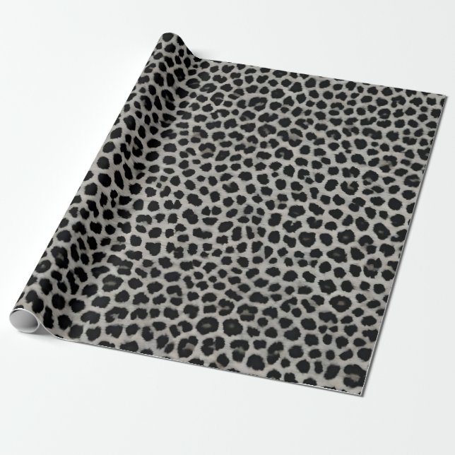 Papel De Presente Coleção Branca de Leopardo Elegante Moderna de Lux (Desenrolado)