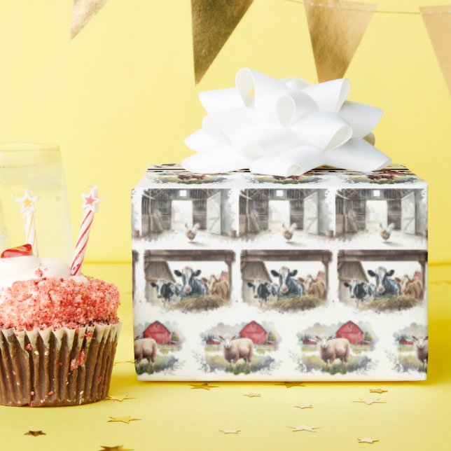 Papel De Presente Coleção de Animais da Exploração Aquícola (Festa de aniversário)