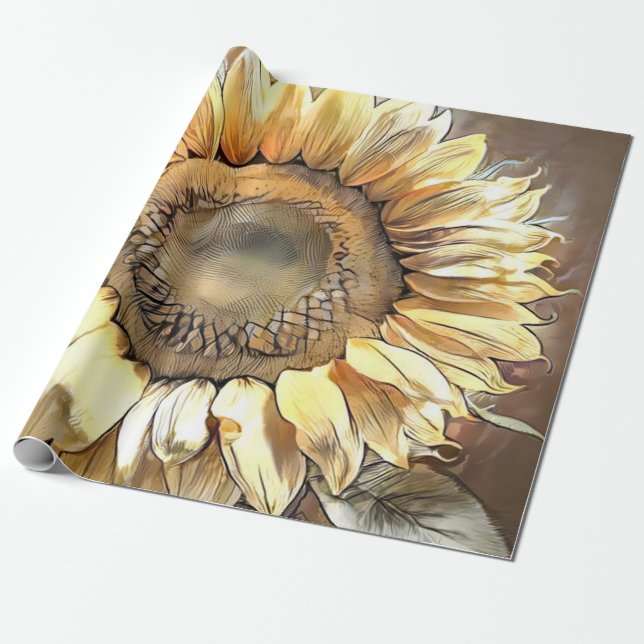 Papel De Presente Coleção de Arte Moderna do Espelho de Sunflower (Desenrolado)