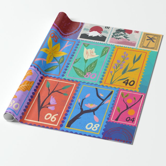 Papel De Presente Coleção de Carimbos Aleatórios Falso Masterícula (Desenrolado)