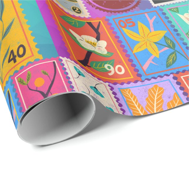 Papel De Presente Coleção de Carimbos Aleatórios Falso Masterícula (Ponta do rolo)