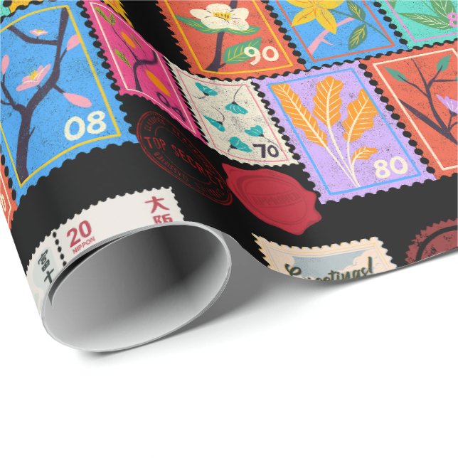 Papel De Presente Coleção de Carimbos Aleatórios Falso Masterícula (Ponta do rolo)