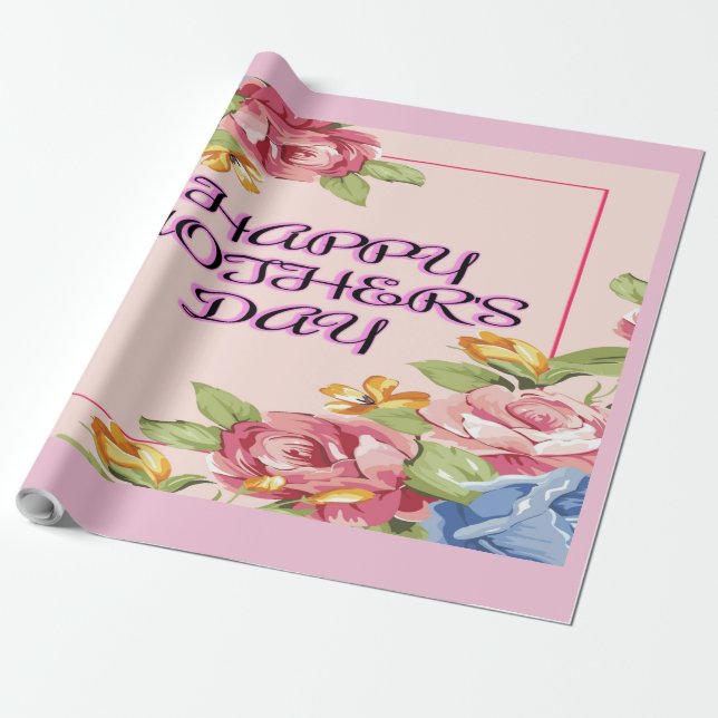 Papel De Presente Coleção de Dias de as mães de Amor Bloqueado (Desenrolado)