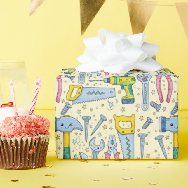 Papel De Presente Coleção de Ferramentas DIY Doodle (Festa de aniversário)