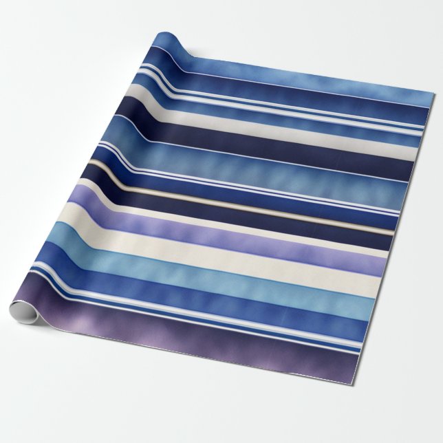 Papel De Presente Coleção de Grelhas Azuis de Barcos Marinho de Verã (Desenrolado)