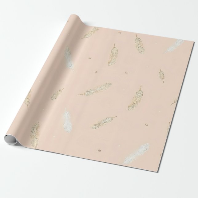 Papel De Presente Coleção de Luxo Boho Modern Feathers (Desenrolado)