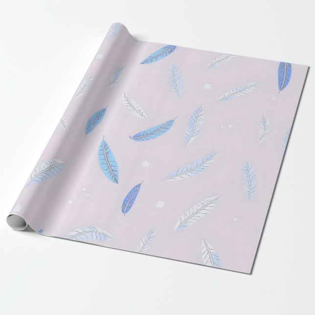 Papel De Presente Coleção de Luxo Boho Tendência de Penas (Desenrolado)