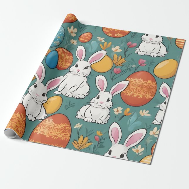 Papel De Presente Coleção de Páscoas Trendy Bunny (Desenrolado)