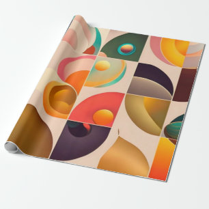 Papel De Presente Coleção de Tendência Retroativa Abstrato quadrada