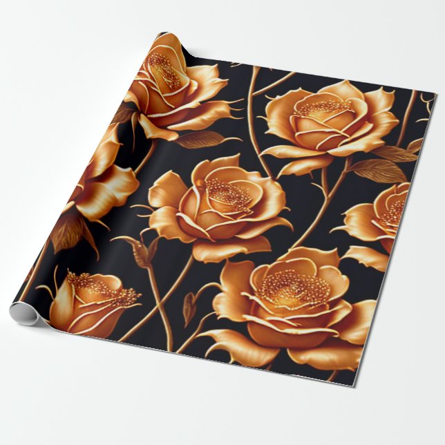 Papel De Presente Coleção Dourada de Rosa Trendy Luxury Boho (Desenrolado)