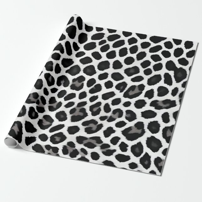 Papel De Presente Coleção Elegante de Leopardo Branco de Luxo Popula (Desenrolado)
